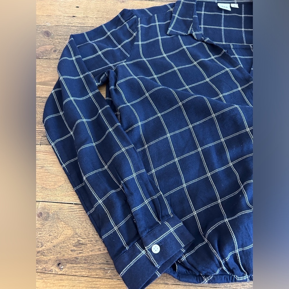 GAP Flannel Blue Buffalo Check Lightweight Long Sleeve - Picture 9 of 12